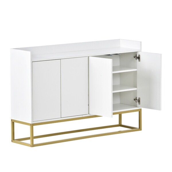 4 Door Contemporary Wood and Metal Console Sideboard Buffet