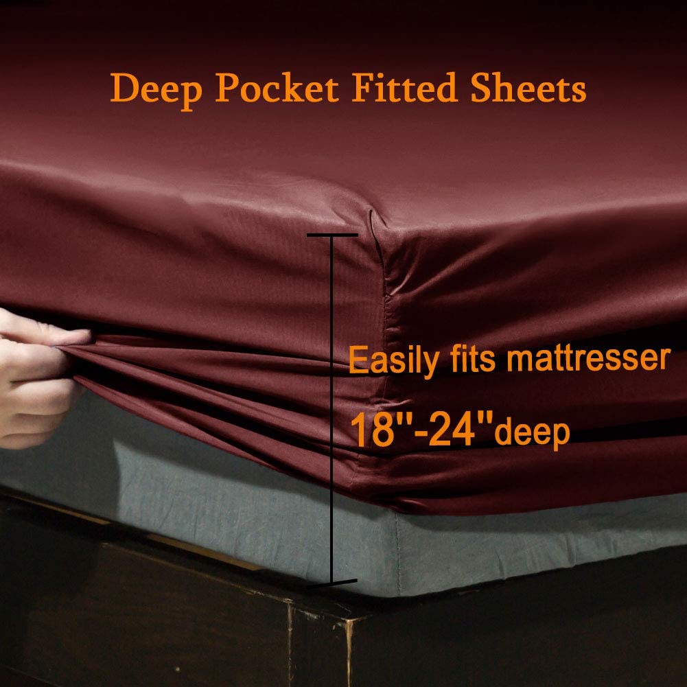 Super Soft 1800 Thread Count Luxury Egyptian Wrinkle Hypoallergenic 6 pcs Bed Sheet Set