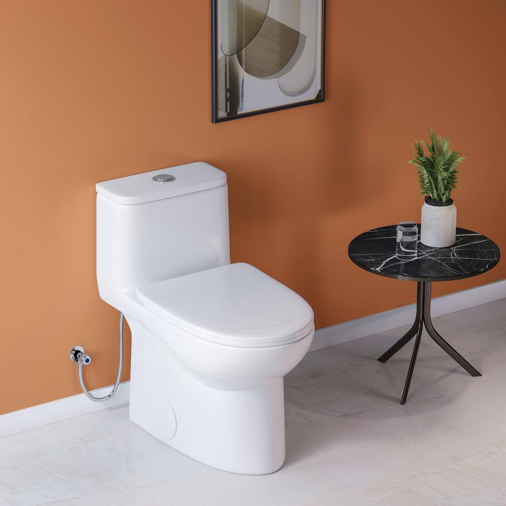 Hanikes One-Piece 1.11.6 GPF Dual Flush Elongated Toilet in White Seat Included WaterSense Toilet AR134E