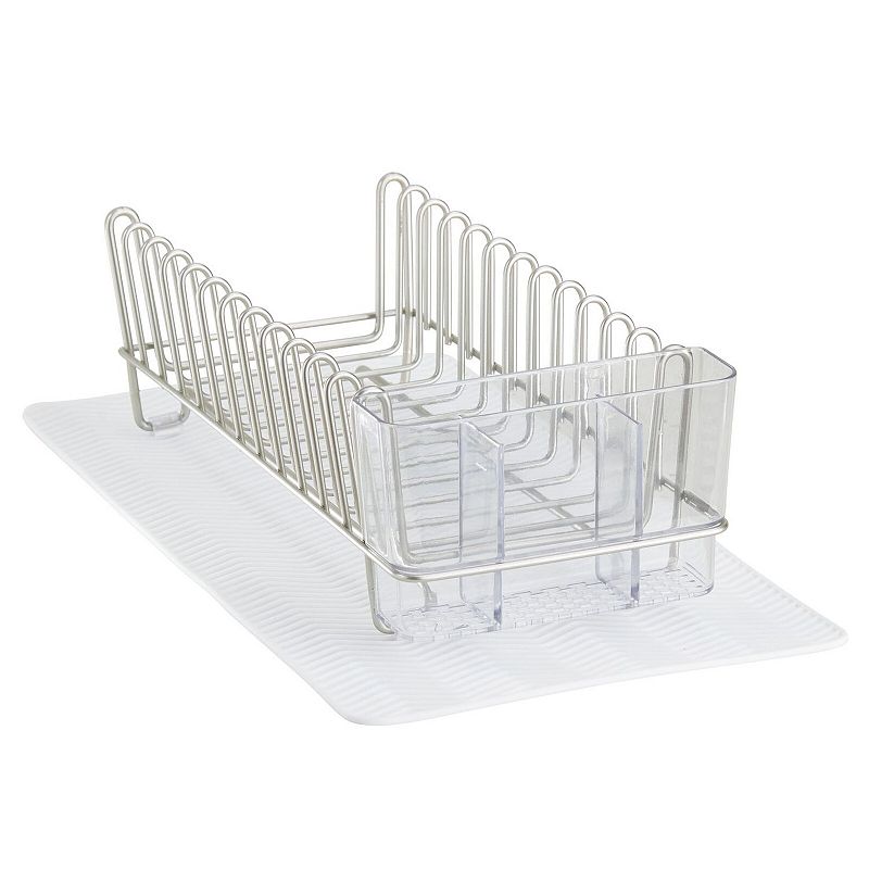 mDesign Compact Dish Drying Rack and Silicone Mat， Set of 2