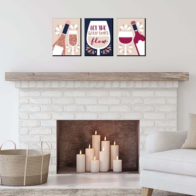 Big Dot Of Happiness But First Wine Bar Wall Art And Home Decorations Gift Ideas 7 5 X 10 Inches Set Of 3 Prints