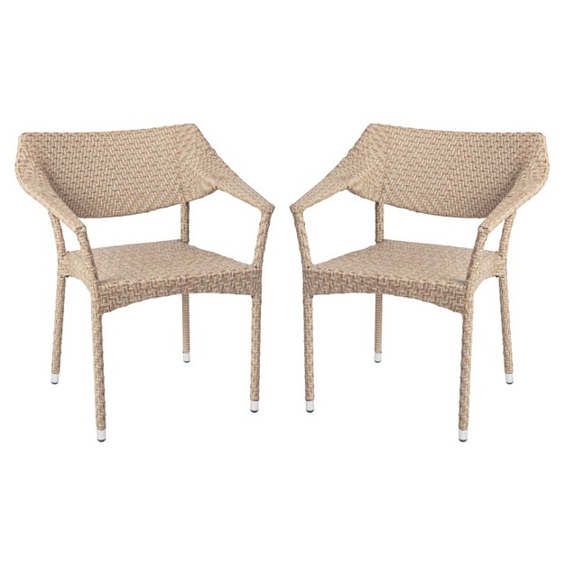 Emma And Oliver Modern All weather Patio Dining Chairs With Fade And Weather Resistant Pe Rattan And Reinforced Steel Frame