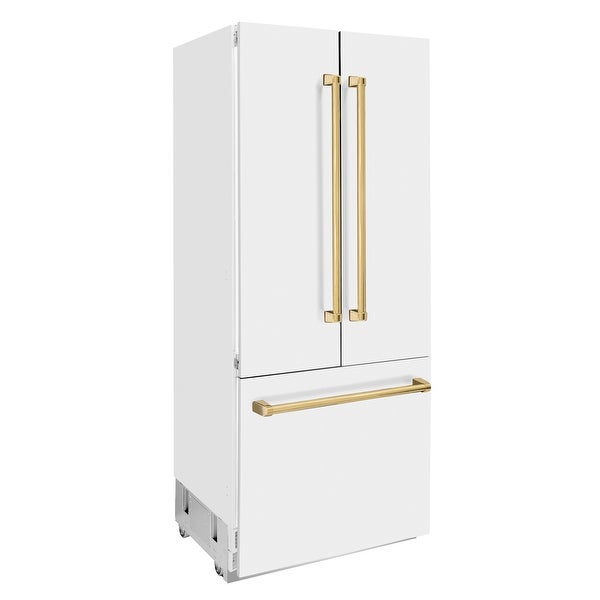 ZLINE 36 in. Autograph Edition 19.6 cu. ft. Built-in 3-Door French Door Refrigerator with Internal Water and Ice Dispenser