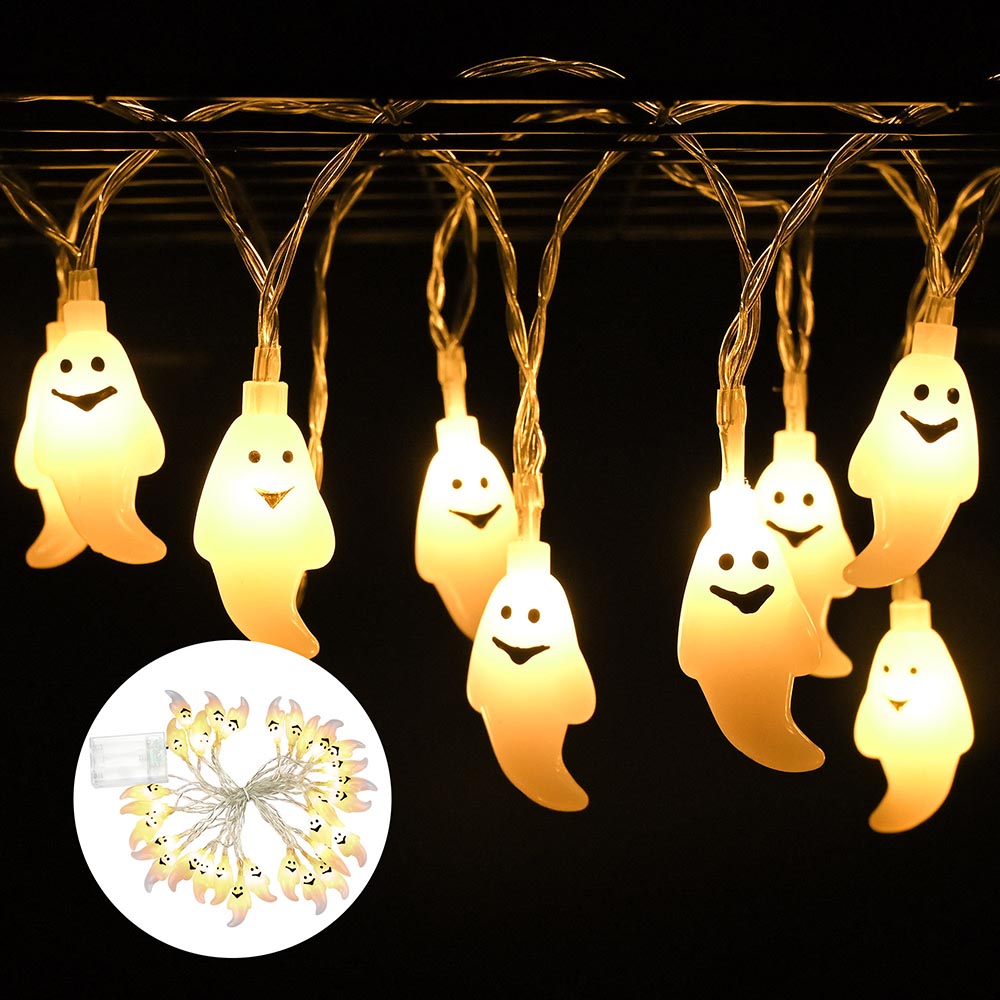 Yescom 15Ft Halloween String Light Spooky Ghost 30LEDs