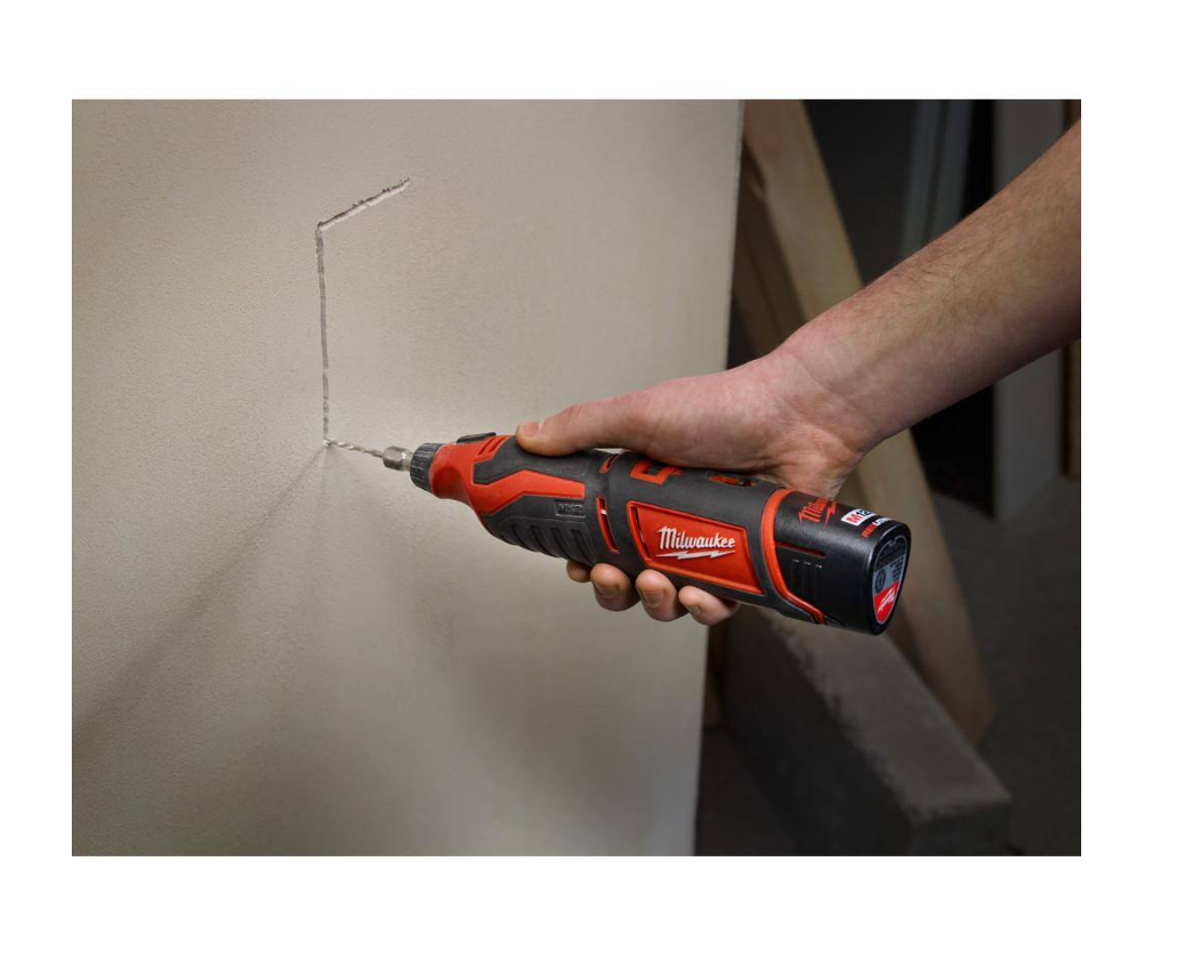 Milwaukee 2467-20-2460-20-48-11-2460 M12 12V Lithium-Ion Cordless 1/4 in. Right Angle Hex Impact Driver with M12 Rotary Tool and 6.0 Ah XC Battery Pack