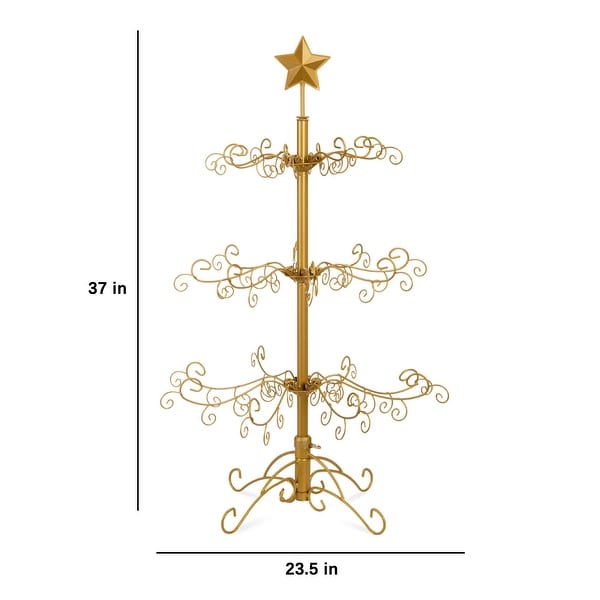 Wrought Iron Christmas Tree Ornament Display w/ Easy Assembly，Stand