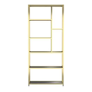 Furniture of America Himlind 90.5 in. Brass Plating and Black Metal 7-Shelf Standard Bookcase IDF-AC374BS