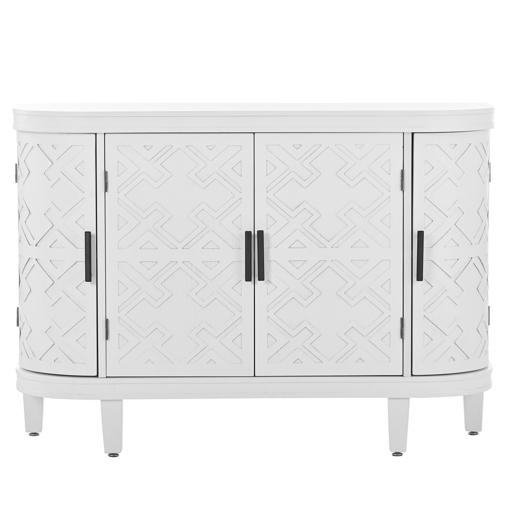 Accent Storage Cabinet Sideboard Wooden Cabinet with Antique Pattern Doors for Hallway  Entryway  Living Room Bedroom