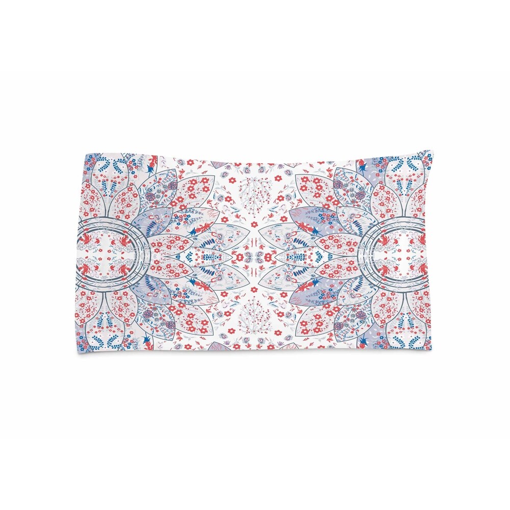 Floral Viceroy Pillow Case 30x20 in Red  White  Blue