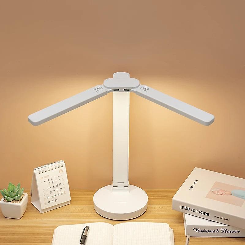 LED USB Desk Lamp Double-Head Lighting Eye Protection Dimmable Table Lamp For Reading Multi-Angle Foldable Night Lights