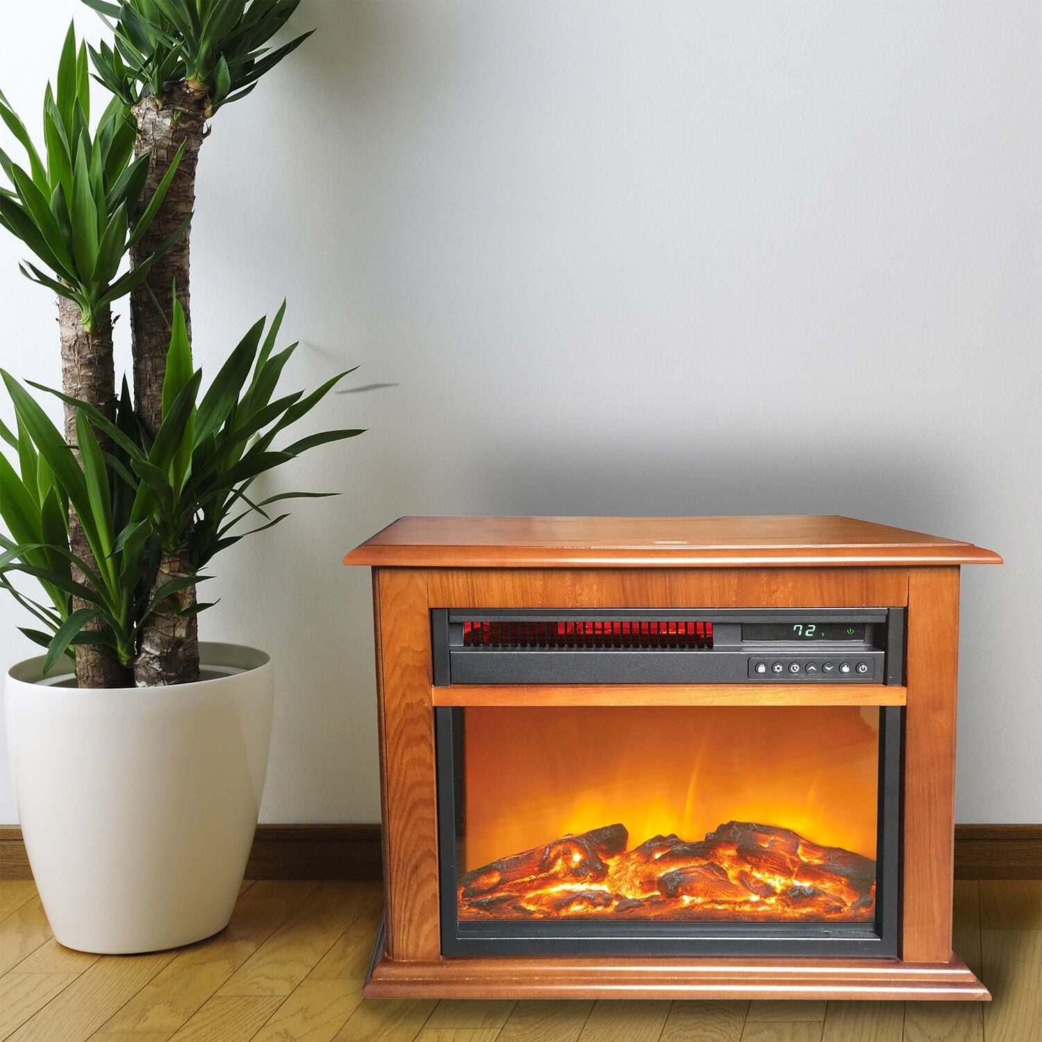 Lifesmart 3-Element Infrared Fireplace in Oak Mantel, FP1052-OAK