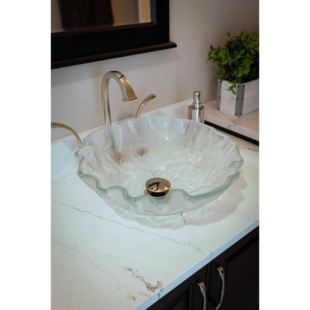 Eden Bath Free-form Wave Glass Vessel Sink in Clear EB_GS11