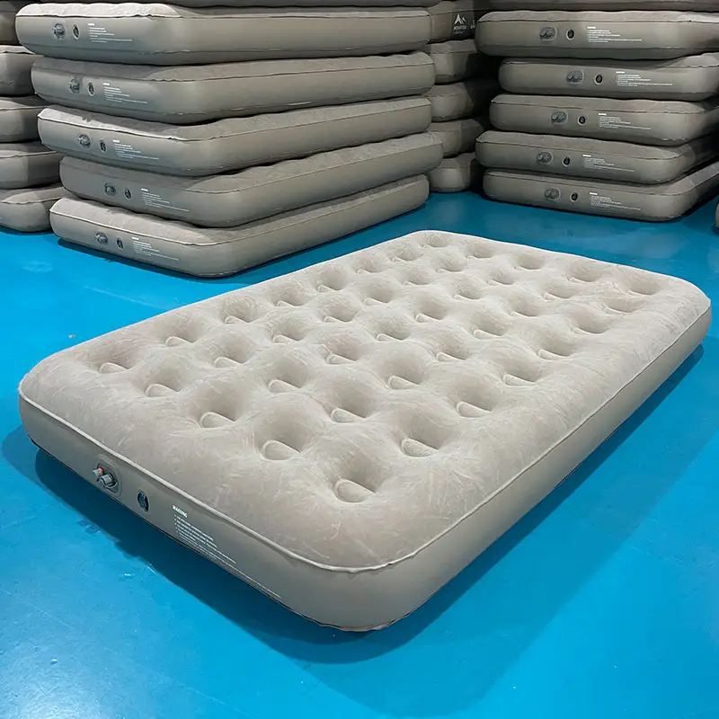 Factory Wholesale camping Custom Full size Flocking air bed Single Double Couple Outdoor Holiday Camping Mattress Easy Storage