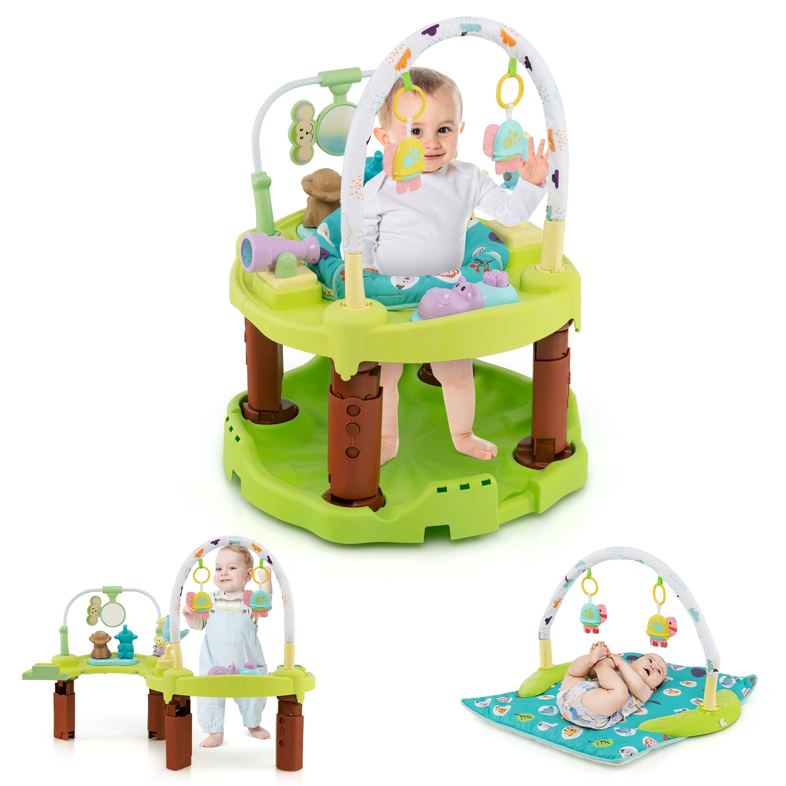 Costzon Baby Activity Center, 3 in 1 Saucer Bouncer & Infant Play Mat & Activity Table