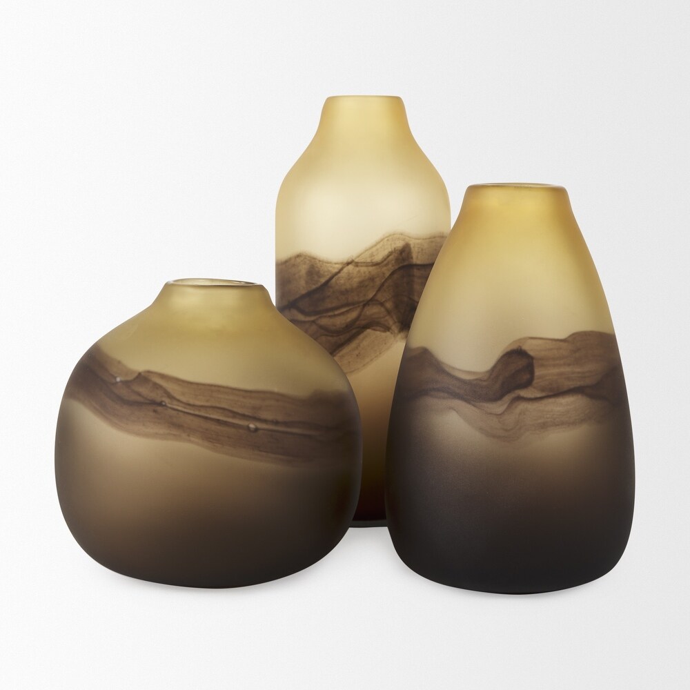 Brown and Beige Smoky Sand Dunes Glass Vase