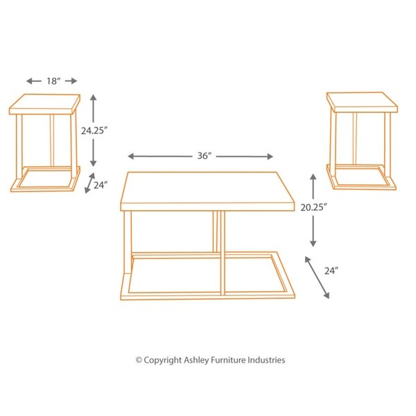 Airdon Contemporary 3-Piece Table Set