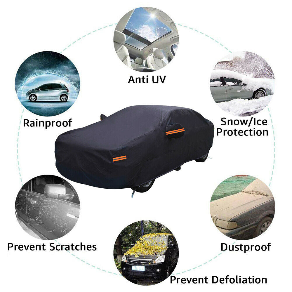 5 Layer Outdoor Car Cover Cotton Lining Breathable Waterproof Weather Protector for 186