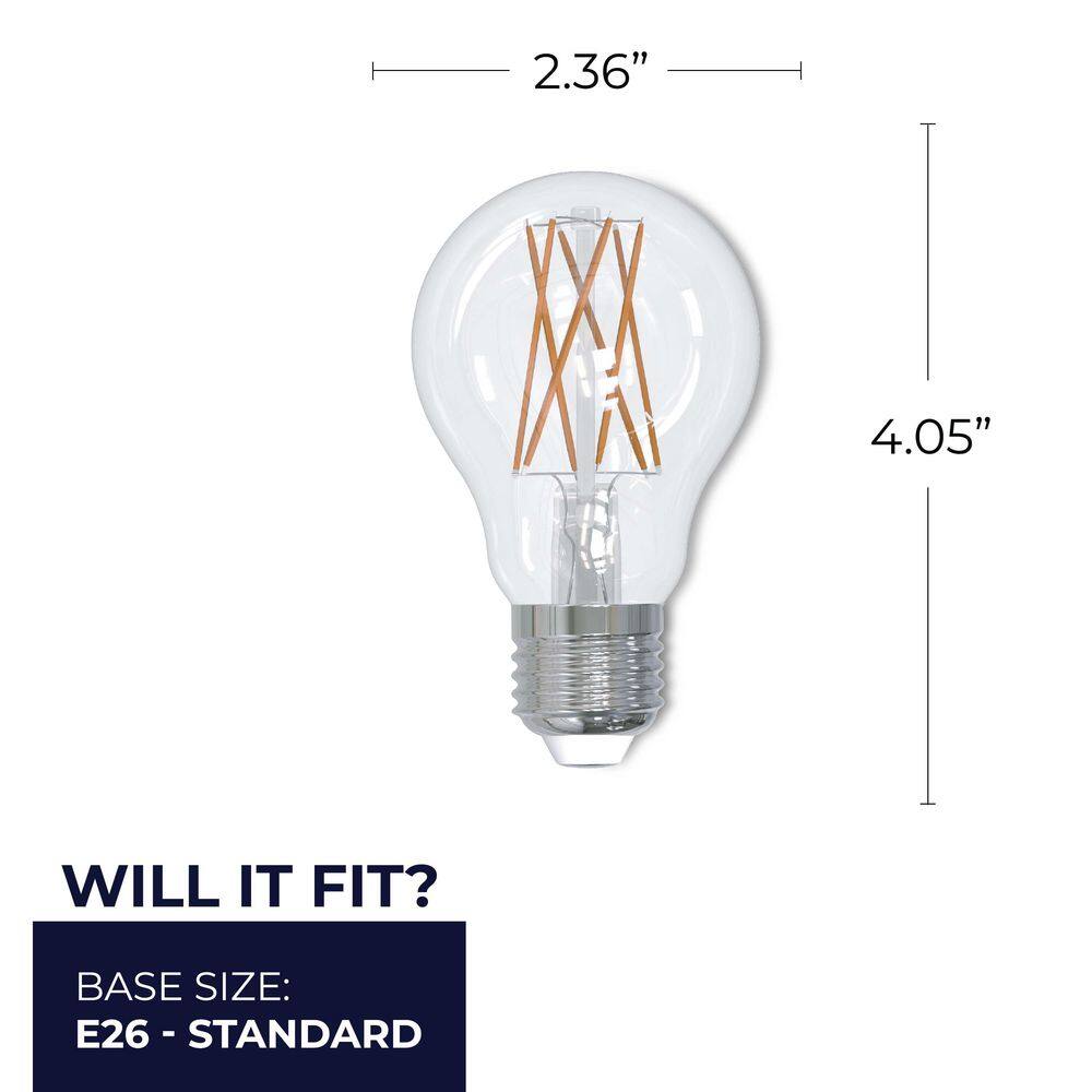 Bulbrite 75-Watt Equivalent A19 Clear Dimmable Edison LED Light Bulb Warm White (2-Pack) 861578