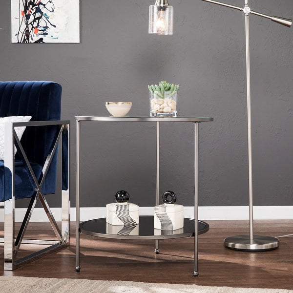 SEI Furniture Rainier Round Metal and Glass Side Table