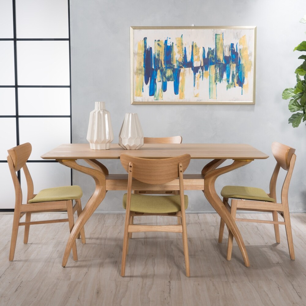 Anise 5 piece Wood Large Rectangular Dining Set with Curved Legs by Christopher Knight Home