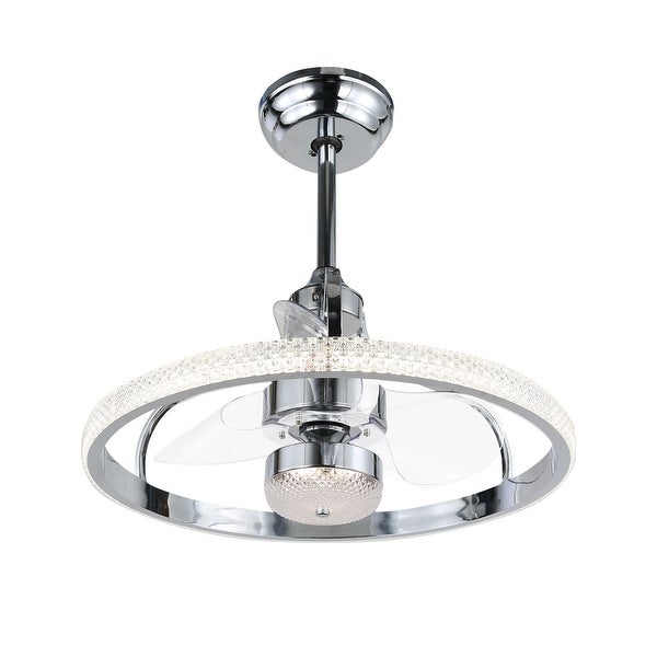 Oaks Aura LED Glam Crystal Ceiling Fan with Retractable Invisible Blades Chandeliers Shopping - The Best Deals on Ceiling Fans | 40243355