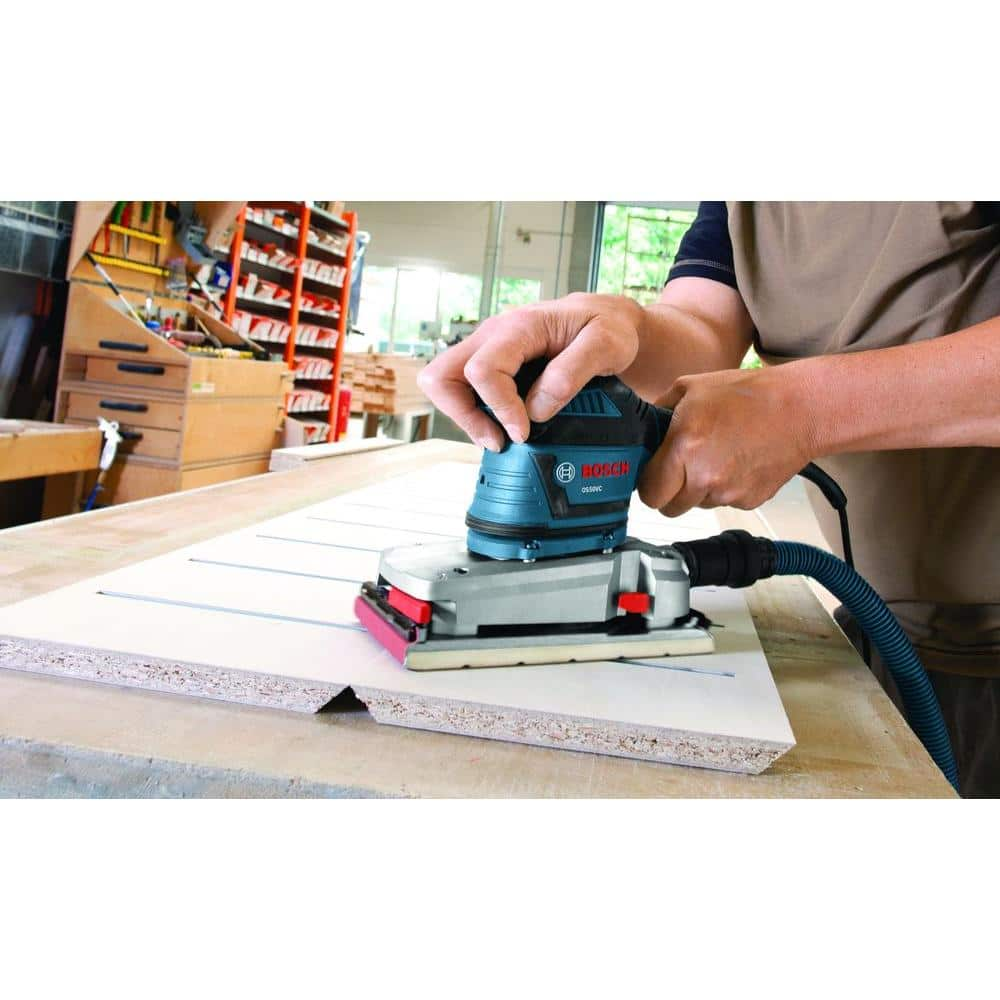 Bosch 3.4 Amp 1/2 in. Corded Electric Finishing Orbital Sander Kit with Vibration Control for 4.5 in. x 9 in. Sheets OS50VC