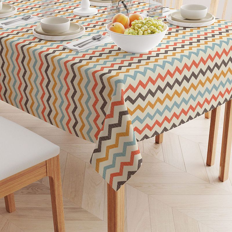 Square Tablecloth， 100% Polyester， 70x70， Chevron Illustration