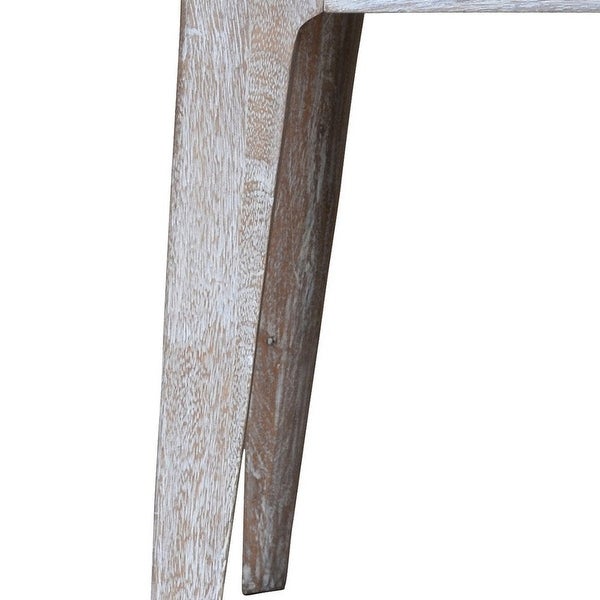 22 Inch Rustic End Table， Mango Wood， Whitewashed Weathered Finish， White - 22 H x 20 W x 20 L