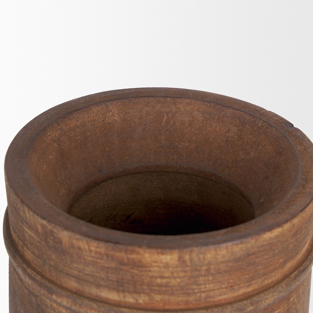 Porta Large Medium Brown Reclaimed Wooden Pot