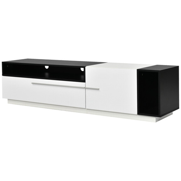 ON TREND Two tone Design TV Stand with Silver Hand...