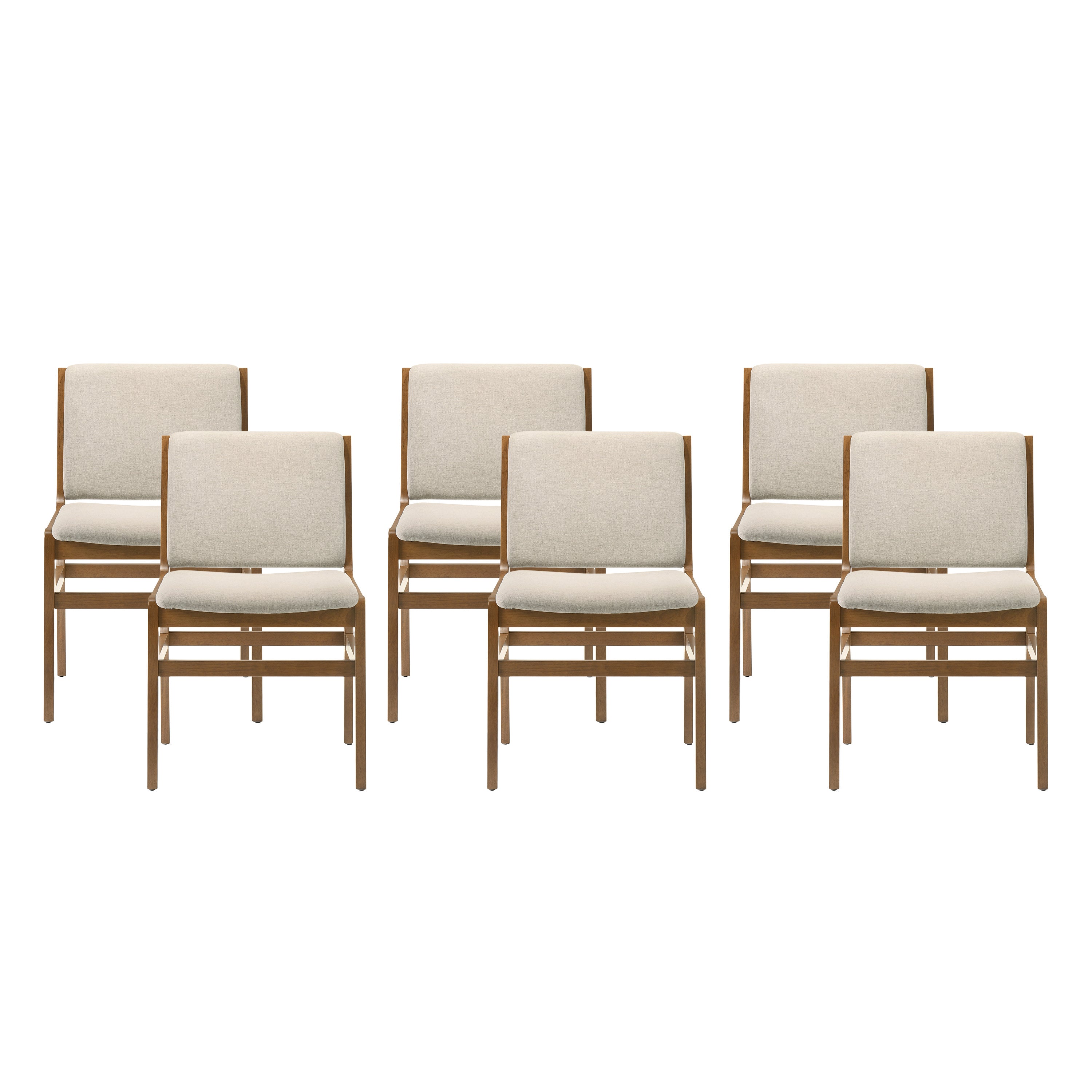 Galtin Contemporary Fabric Upholstered Wood Dining Chairs, Set of 6