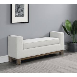 DEVON  CLAIRE Remi Ivory 73 in. Wide Stain-Resistant Fabric Upholstered King Bedroom Bench BR-RB08-IVY-K