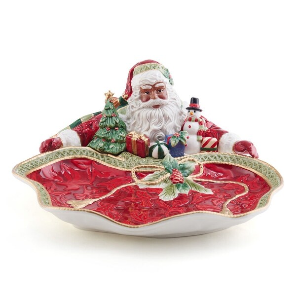 Fitz and Floyd Holiday Home African American Santa Server 13.5In