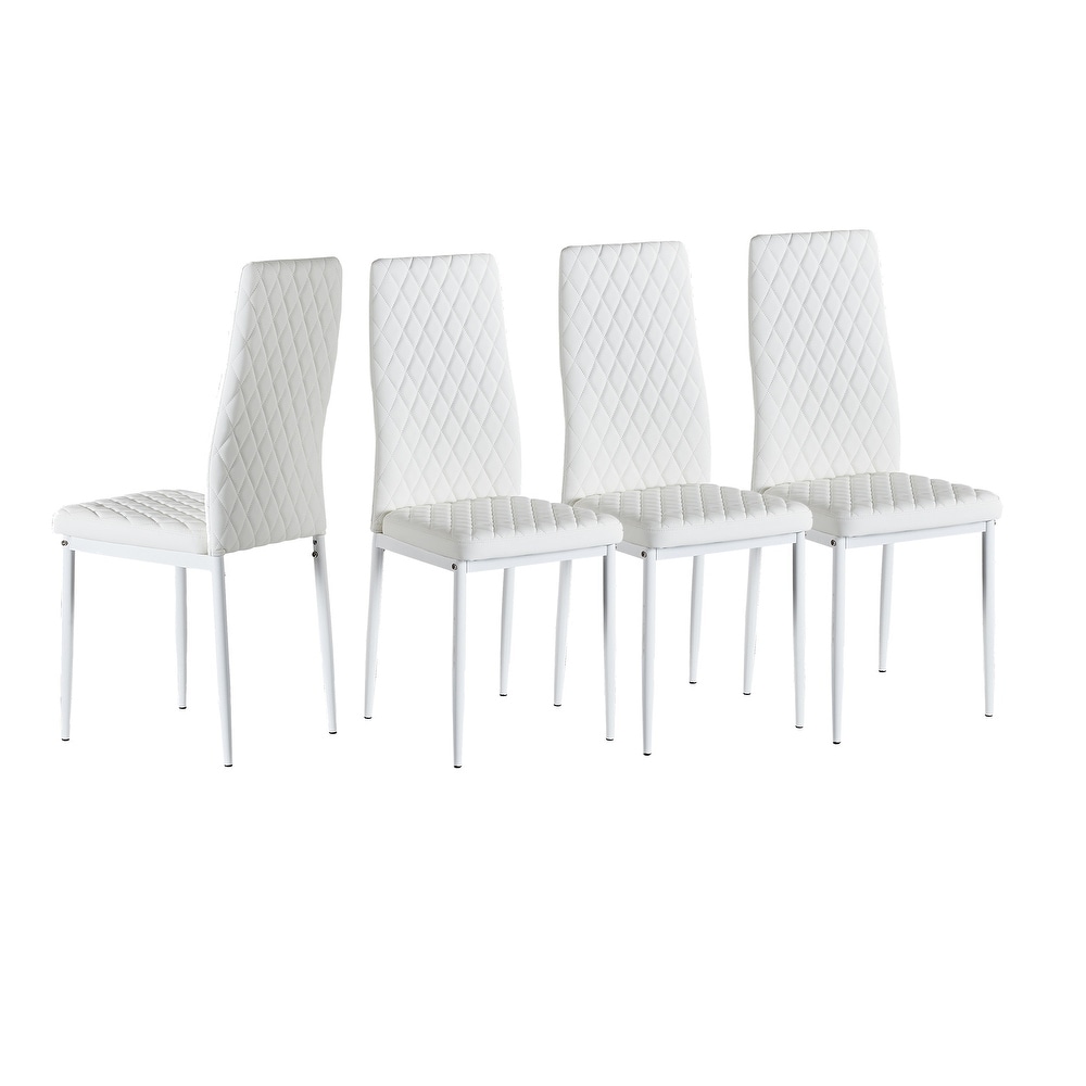 Dining Chair Leather Diamond Grid Pattern Home Conference Chair Set Of 4   20.47*15.75 *37.8INCH