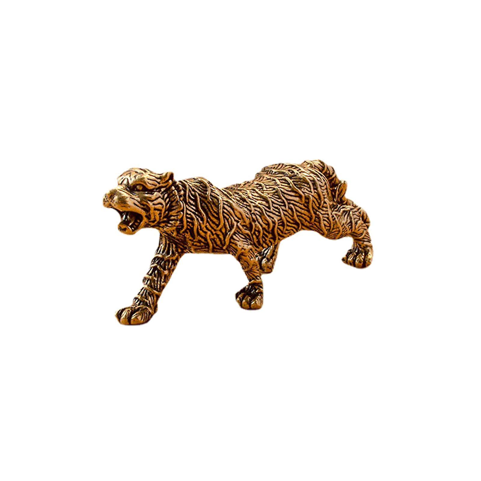 Brass Tiger Statue Gift Copper Tiger Ornament For Office Dining Room Cabinet