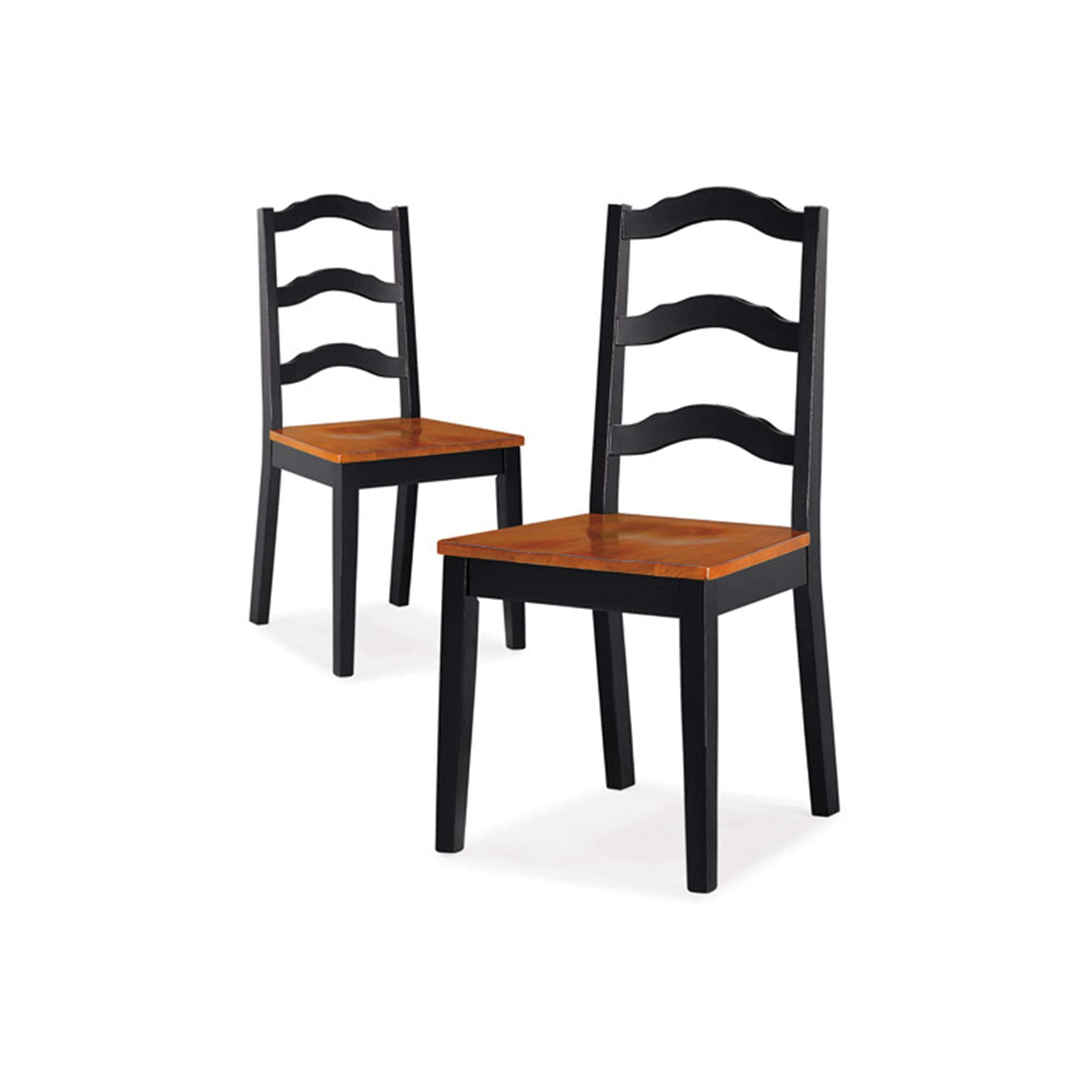 Better Homes and Gardens Autumn Lane Ladder Back Dining Chairs， Set of 2， Black and Oak