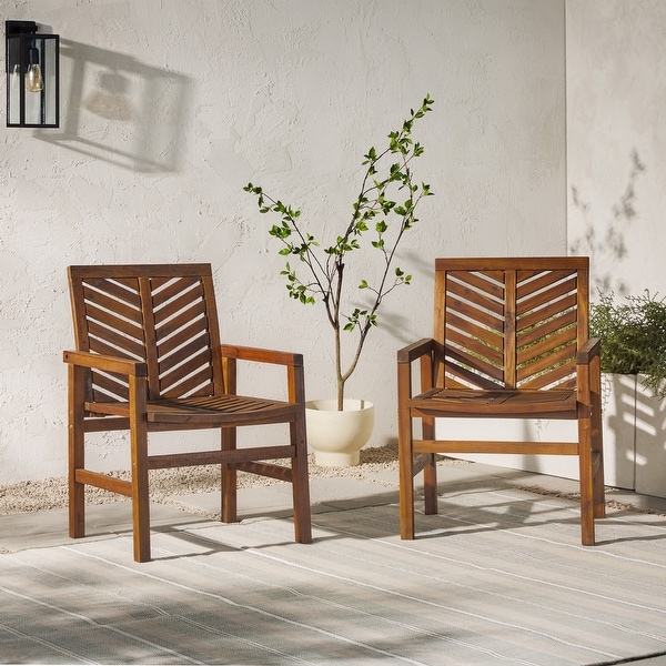 Middlebrook Acacia Wood Chevron Patio Chair (Set of 2)