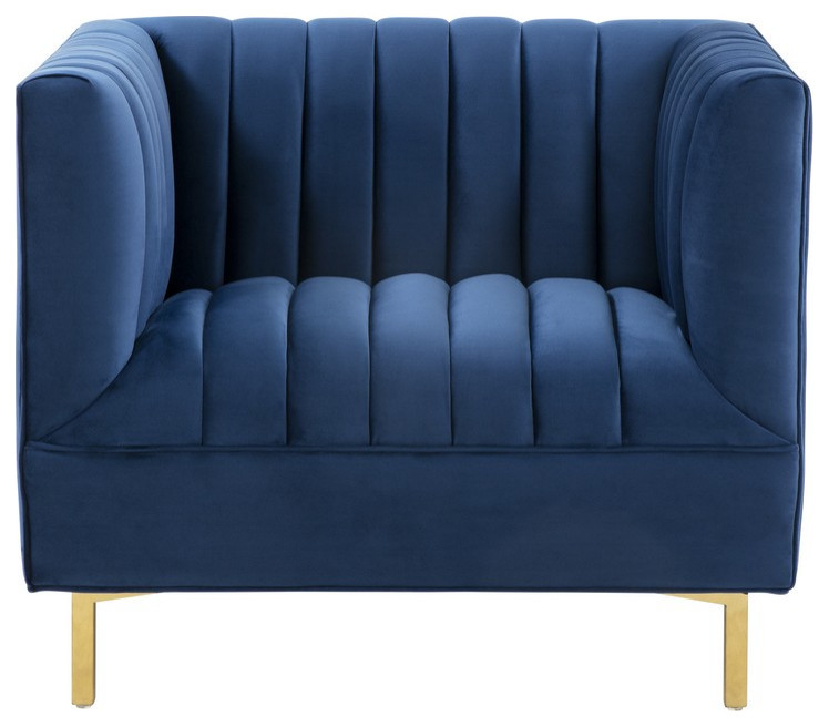 Forbes Velvet Club Chair Navy   Contemporary   Armchairs And Accent Chairs   by AED Luxury Home Decor  Houzz