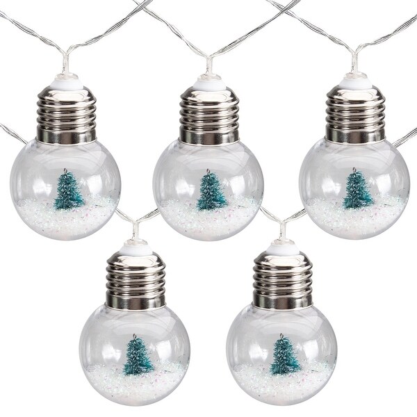 10ct Battery Operated LED Christmas Trees in Warm White Bulbs 4.25ft Clear Wire