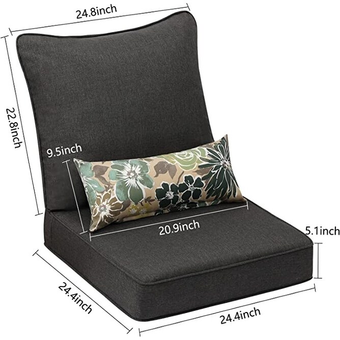 Aoodor 24'' x 24'' Outdoor Deep Seat Chair Cushion Set (Set of 2 Seats  2 Backs  2 Pillows)   N/A