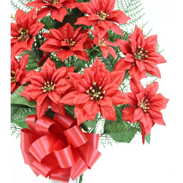 Memorial Christmas Poinsettia Cemetery Vase