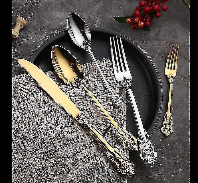 Silver Stainless Steel Utensil Cutlery Set 5 Piece Set Flatware Silverware Knife Fork Spoon Tablewar