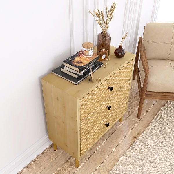 Wooden Storage Cabinet Chest with 3 Drawers - - 37857275