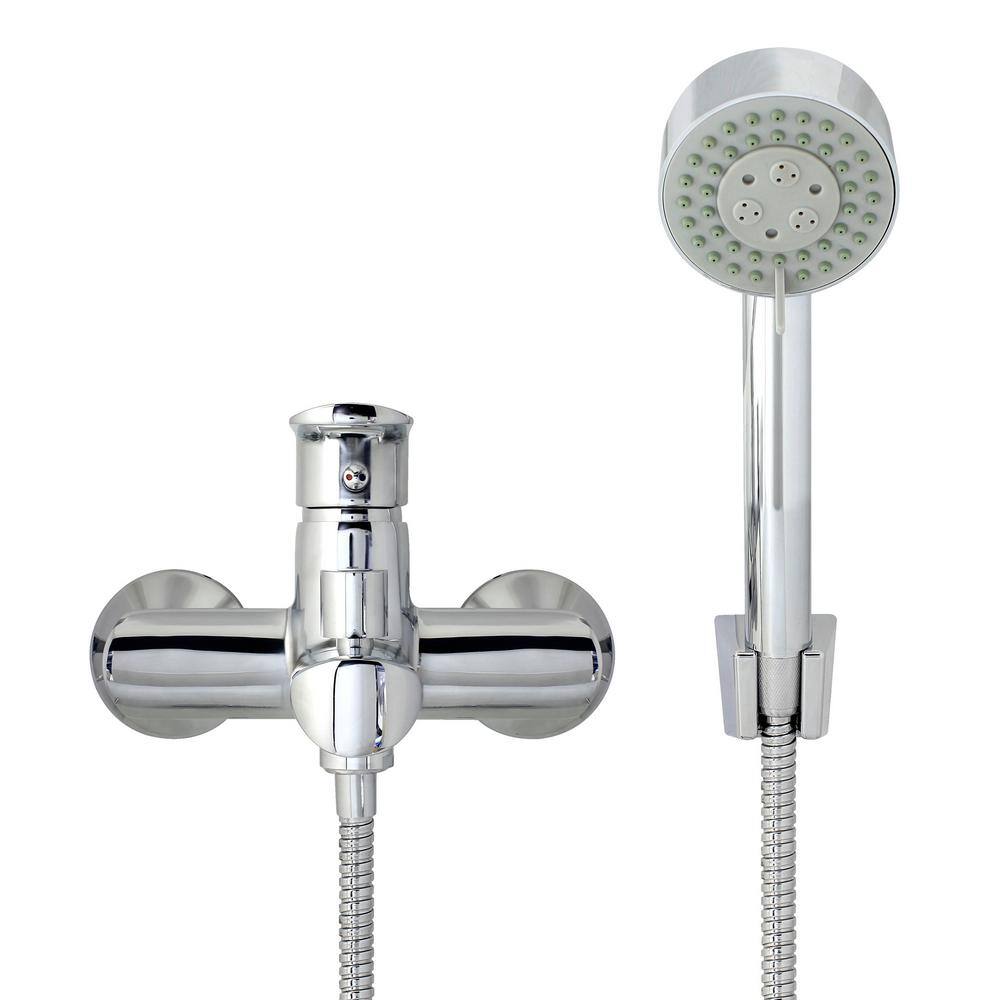 MODONA Oval 6 in. Single-Handle 3-Spray Tub and Shower Faucet with Hand Held Shower in Polished Chrome (Valve Included) F773-A