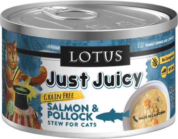 Lotus Just Juicy Salmon and Pollock Stew Grain-Free Canned Cat Food