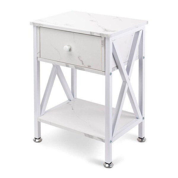 Nightstand with Drawer and Open Storage Shelves