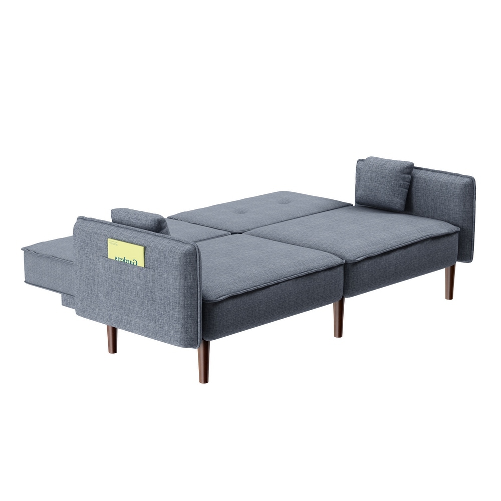 75 inch Convertible Sofa Bed  Versatility Futon Sofa Couch with Side Pockets and Adjusable Headrest  for Living Room  Apartment