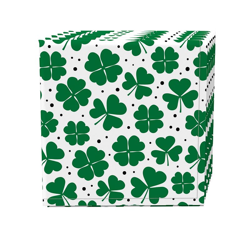 Napkin Set， 100% Polyester， Set of 4， 18x18， St. Patrick's Day Shamrock Decoration