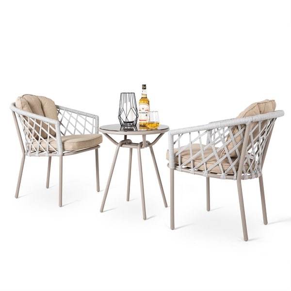 NUU GARDEN 3piece Patio Rope Bistro Set