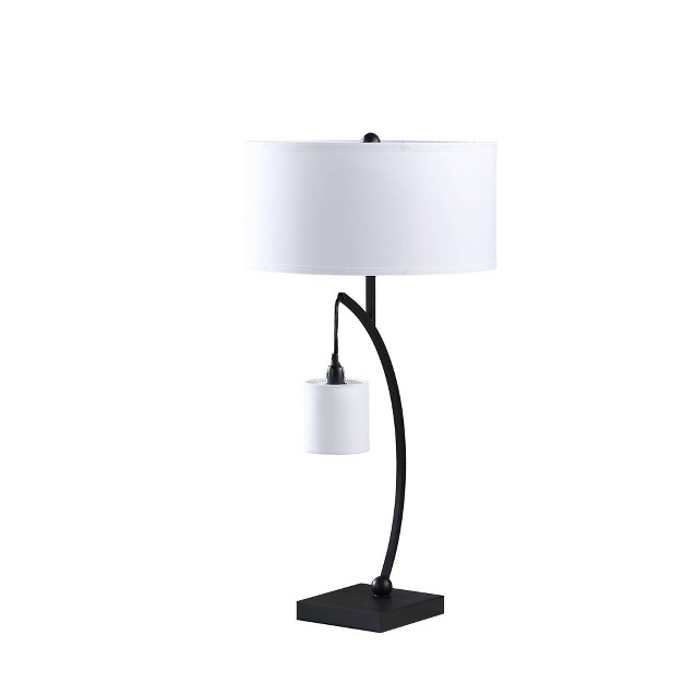 Contemporary Arc With Hanging Pendulum Metal Table Lamp Black Ore International